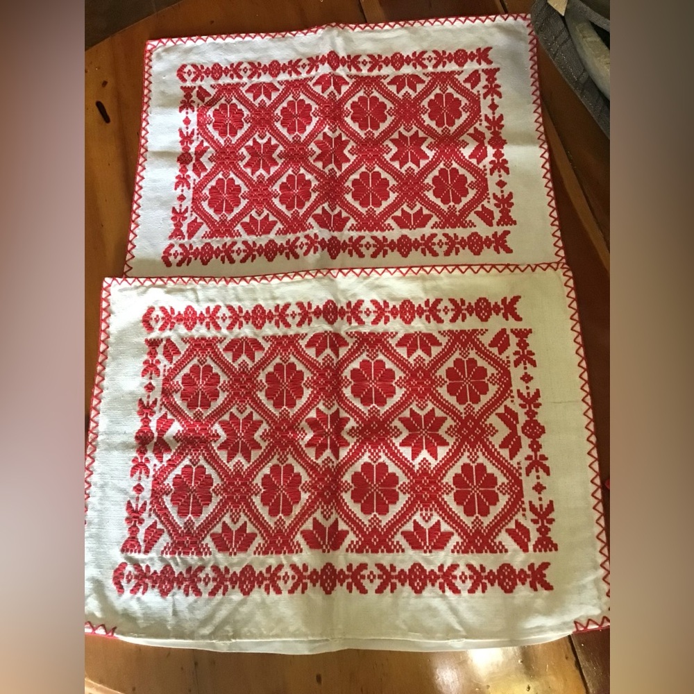 Vintage Hungarian Hand Embroidered Pillow cases